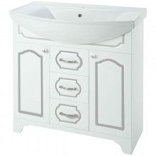 Тумба с раковиной белый глянец серебряная патина 106,5 см Bellezza Тиффани 4630518110395 + 4620008197340