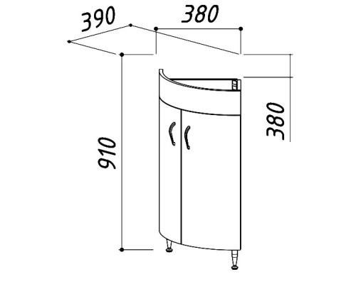 Тумба угловая белый глянец 38x38 см Belux Микро НУ 38