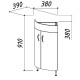 Тумба угловая белый глянец 38x38 см Belux Микро НУ 38