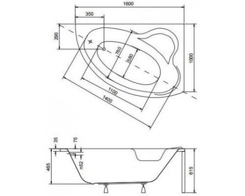 Акриловая ванна 160x100 см R Besco Ada WAA-160-NP