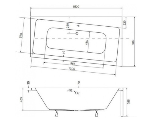 Акриловая ванна 150x90 см R Besco Infinity WAI-150-NP