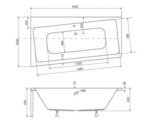 Акриловая ванна 160x100 см L Besco Infinity WAI-160-NL