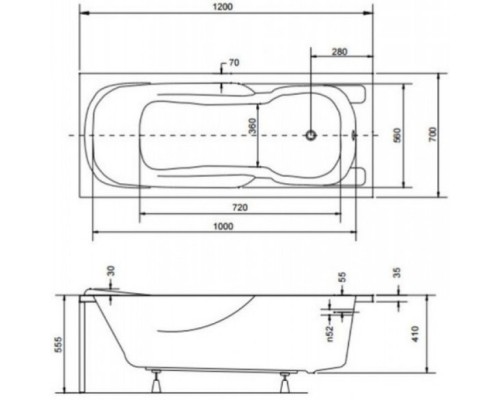 Акриловая ванна 120x70 см Besco Majka Nova WAM-120-PK