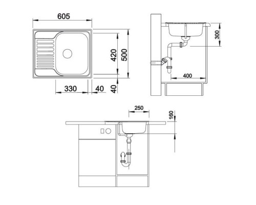 Кухонная мойка Blanco Tipo 45S Mini Матовая сталь 516524