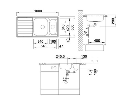 Кухонная мойка Blanco Livit 6S Centric Полированная сталь 516191