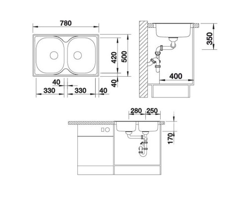 Кухонная мойка Blanco Tipo 8 Compact Матовая сталь 513459