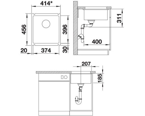 Кухонная мойка Blanco Subline 375-U InFino черный 523732