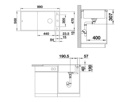 Кухонная мойка Blanco Axia III XL 6 S-F InFino антрацит 523526