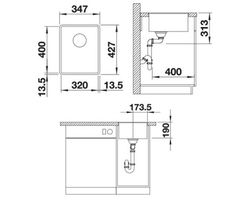 Кухонная мойка Blanco Subline 320-F InFino антрацит 523416