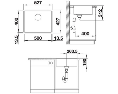 Кухонная мойка Blanco Subline 500-F InFino антрацит 523532