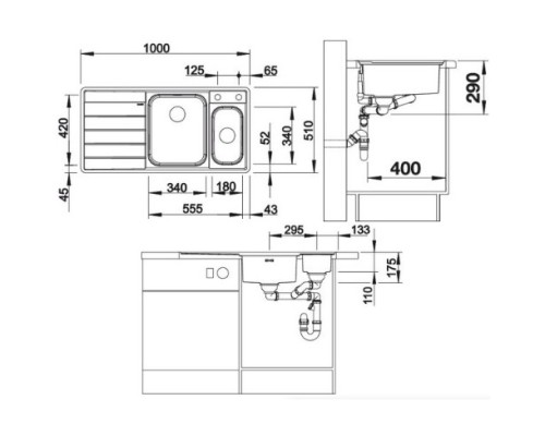 Кухонная мойка Blanco Axis III 6S-IF InFino зеркальная полированная сталь 522104