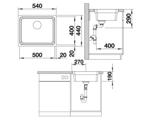 Кухонная мойка Blanco Etagon 500-IF InFino зеркальная полированная сталь 521840