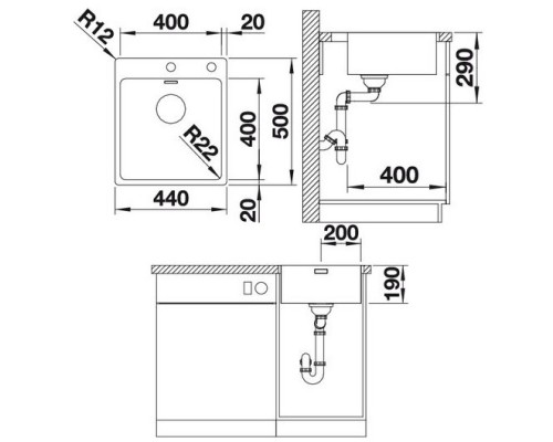 Кухонная мойка Blanco Andano 400-IF/A InFino зеркальная полированная сталь 522993