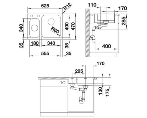 Кухонная мойка Blanco Supra 340/180-IF/A полированная сталь 523367