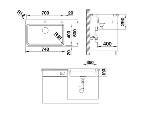 Кухонная мойка Blanco Etagon 700-IF/A InFino зеркальная полированная сталь 524274