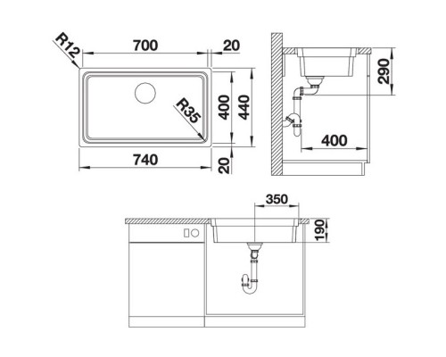 Кухонная мойка Blanco Etagon 700-IF InFino зеркальная полированная сталь 524272