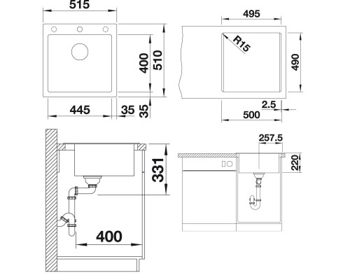 Кухонная мойка Blanco Pleon 5 InFino бетон 525304