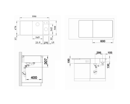 Кухонная мойка Blanco Axia III 6 S-F InFino черный 525855