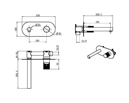 Смеситель для раковины Boheme Stick 125-BCR.2