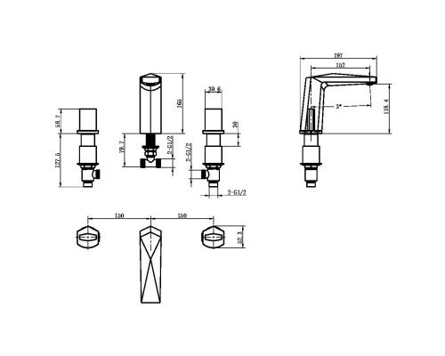 Смеситель для раковины Boheme Venturo 150-BCR-ICE