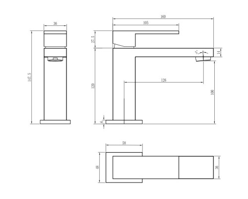 Смеситель для раковины Boheme Qubic 471-BR