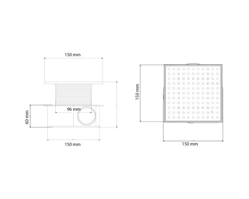 Душевой трап 150x150/50 мм Boheme Smart Design 984-15-B