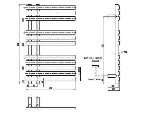 Полотенцесушитель электрический 800x500 Boheme Venturo 723-GM