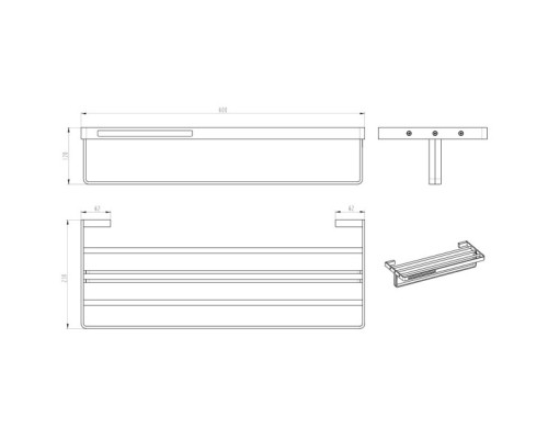 Полка для полотенец 60 см Boheme Q 10947-MG