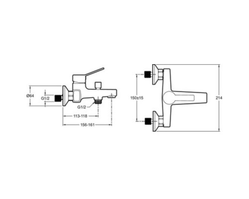 Смеситель для ванны Jacob Delafon Eo E24160RU-CP + E99898RU-CP