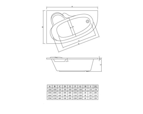 Акриловая ванна 170x110 см L C-Bath Atlant CBA00104L