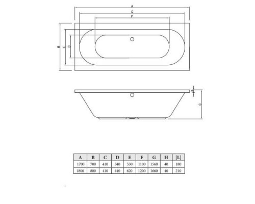 Акриловая ванна 170x70 см C-Bath Cora CBQ001001