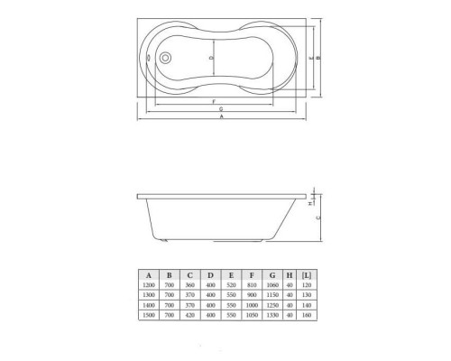 Акриловая ванна 120x70 см C-Bath Salus CBQ006001