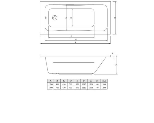 Акриловая ванна 180x70 см C-Bath Muse CBQ011002