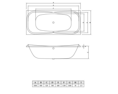 Акриловая ванна 180x80 см C-Bath Kronos CBQ013001