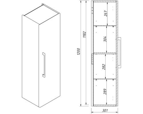 Пенал подвесной графит матовый R Caprigo Accord 2253R-TP810