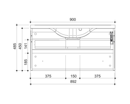 Тумба графит матовый 89,2 см Caprigo Accord 2218-TP810