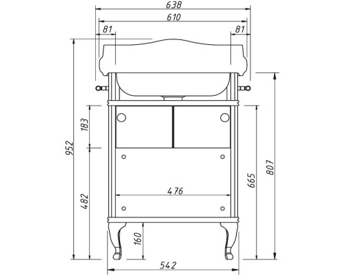 Тумба белый матовый 55,6 см Caprigo Borgo 33410-B231