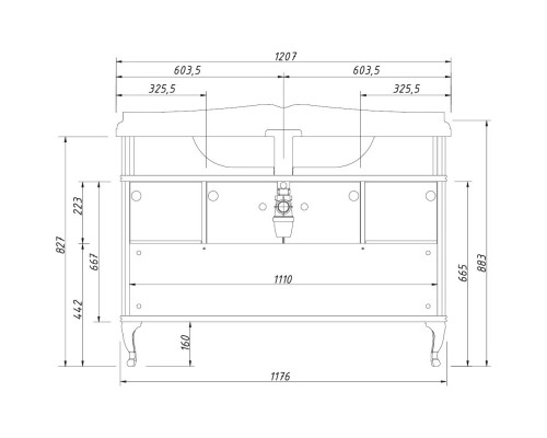 Тумба синий матовый 117,6 см Caprigo Borgo 33416-B136