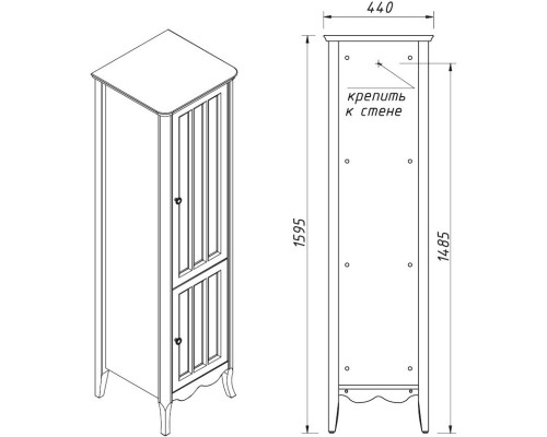 Пенал напольный шоколад матовый R Caprigo Marsel 33850R-TP809