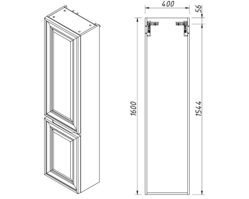 Пенал подвесной белый матовый L Caprigo Ponza-A 13550L-B231