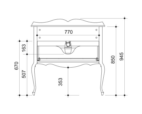 Тумба черный матовый 90,6 см Caprigo Bourget 11013-B042