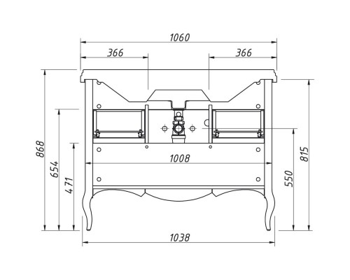 Тумба пикрит 103,8 см Caprigo Verona 33519-TP814