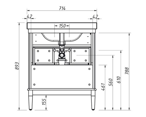 Тумба белый матовый 70,3 см Caprigo Jardin 10422-B031G