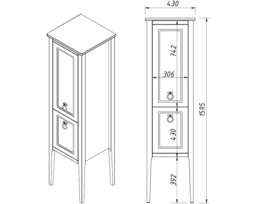 Пенал напольный шоколад матовый L Caprigo Jersey 34350L-TP809