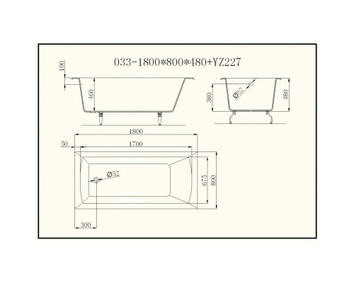 Чугунная ванна 180x80 см без ручек Castalia Prime S2021 Ц0000146