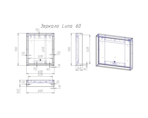 Зеркало 60x70 см белый глянец/дуб Cersanit Louna LU-LOU60-Os