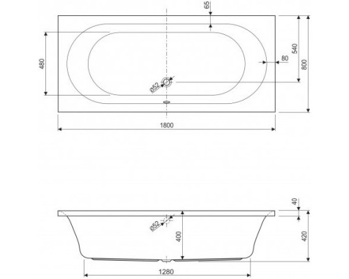 Акриловая ванна 180x80 см Cezares Metauro METAURO-180-80-42-W37