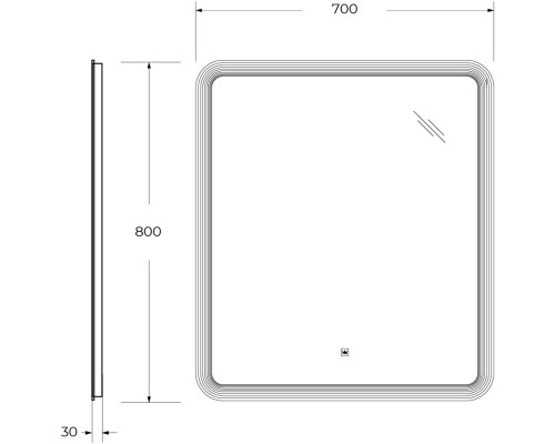 Зеркало 70x80см Cezares Duet CZR-SPC-DUET-700-800-LED-TCH