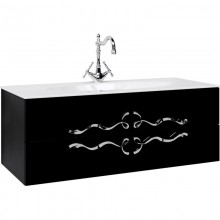 Тумба с раковиной черный глянец 120 см Clarberg Due Amanti DUE0112BLK + EL.12.04.D + DUER4CR
