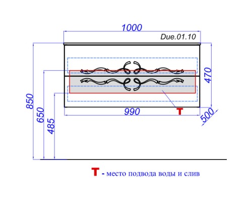 Тумба с раковиной белый глянец 100 см Clarberg Due Amanti DUE0110W + EL.10.04.D + DUER4CR